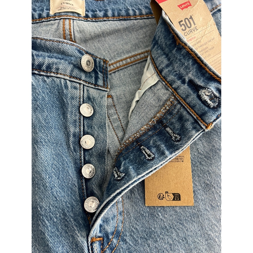 Levis 501 Curve High Rise Straight Leg Button Fly Stretch Jeans Womens 30x30 - Picture 6 of 6